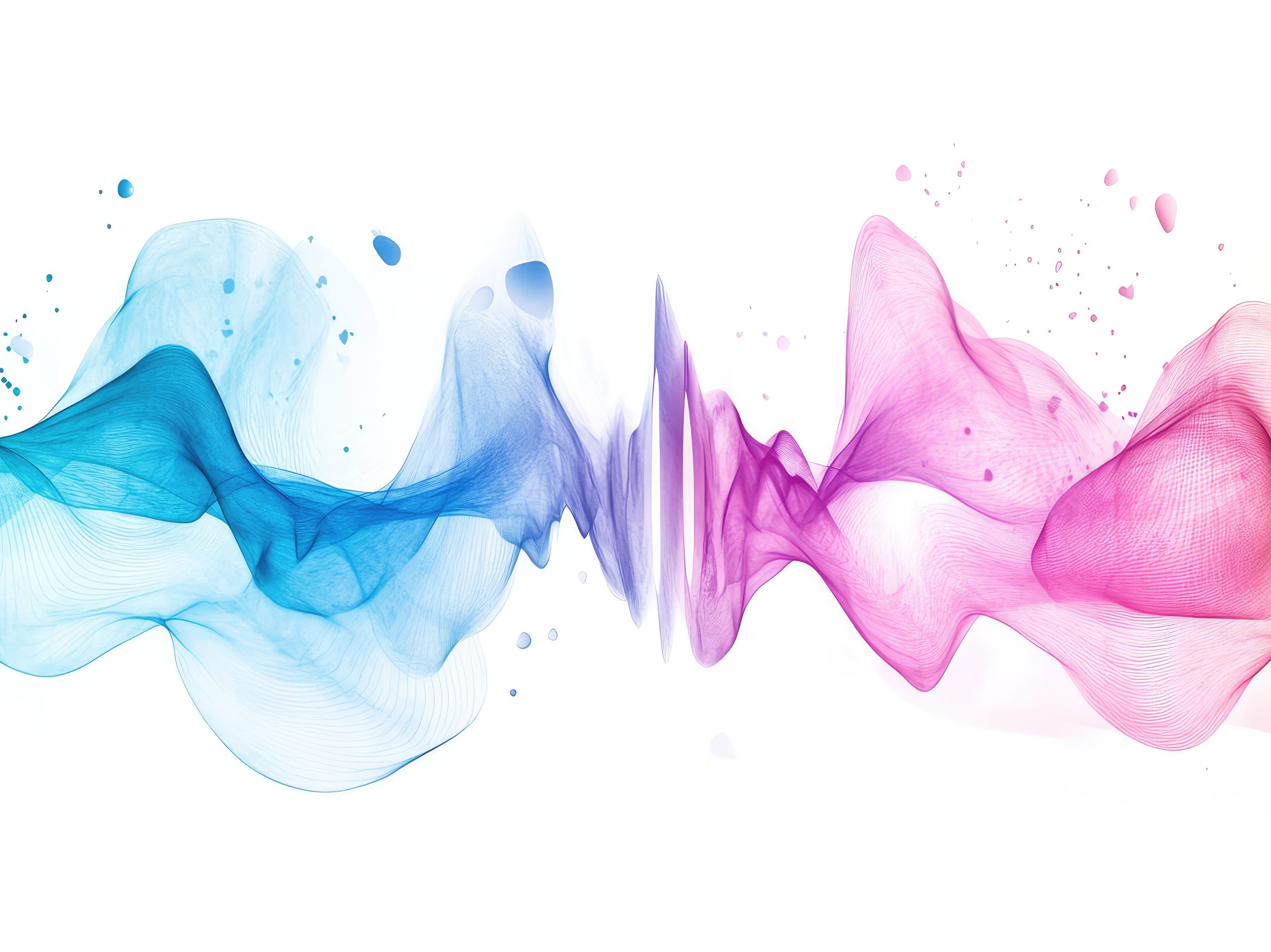 Futuristic audio equalizer graphic in abstract motion with gradient blue and purple waves isolated on white
